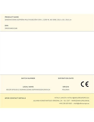 Sandwichera multifunción 5 en 1 ad 3040 1200 w