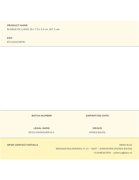 Bloque de lijado 10 x 7,5 x 2,5 cm, set 3 uds