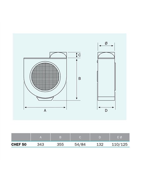 Extractor centrífugo de cocina, chef 60, 136 w