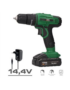 Kit taladro percutor/atornillador 14,4 v con batería, cargador y 28 accesorios 2