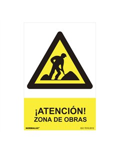 Cartel peligro "zona de obras" (pvc 0.7mm) 30x40cm normaluz