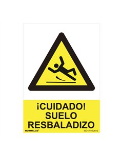 Cartel peligro "cuidado suelo resbaladizo" (pvc 0.7mm) 30x40cm normaluz
