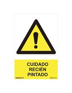 Cartel peligro "cuidado recien pintado" (pvc 0.7mm) 30x40cm normaluz