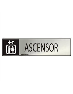 Cartel informativo "ascensor" (inox adhesivo 0.8mm) 5x20cm normaluz