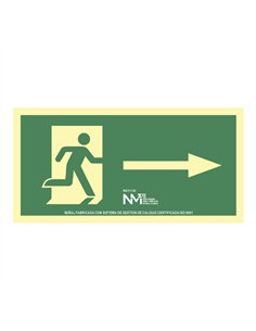 Cartel de evacuación flecha derecha (pvc 1mm) clase a 32x16cm normaluz