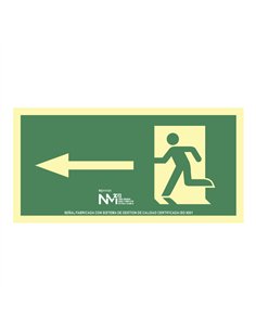 Cartel de evacuación flecha izquierda (pvc 1mm) clase a 32x16cm normaluz