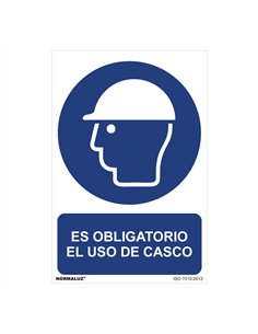 Cartel "es obligatorio el uso de casco" (pvc 0,7mm) 30x40cm normaluz