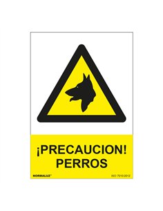 Señal peligro precaución perros pvc 0,7mm 210x300mm normaluz