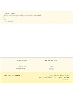 Cartel normas piscina pvc 0,4mm 500x400mm normaluz 2