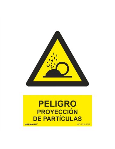 Señal peligro proyección de partículas, pvc, 21 x 30 cm
