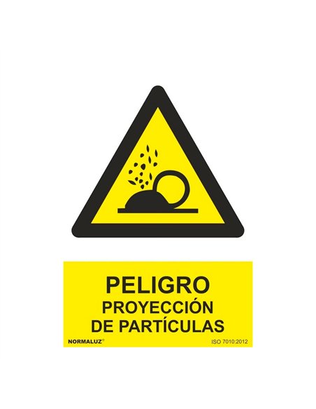 Señal peligro proyección de partículas, pvc, 21 x 30 cm