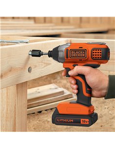 Atornillador de impacto 18v 1/4" bdcim18d1a-qw black & decker 2