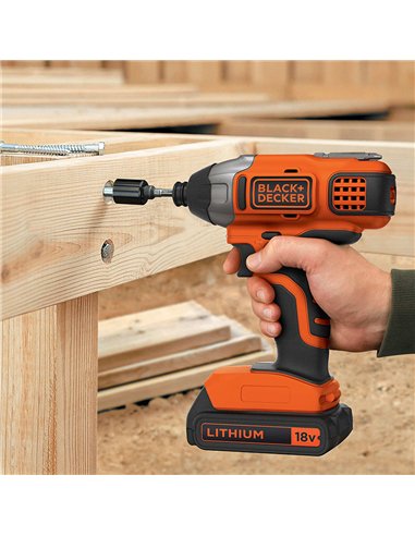Atornillador de impacto 18v 1/4" bdcim18d1a-qw black & decker