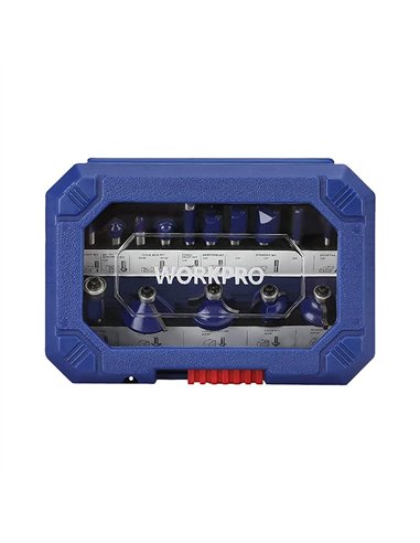 Fresa para madera 6,35mm, juego 15 piezas. workpro