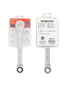 Llave de estrella cr-v doble con carraca, 6 bocas intercambiables, 14 x 19 mm, 7 piezas 2