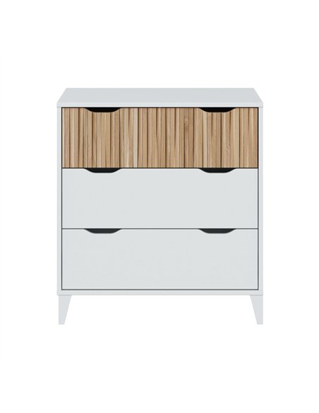 Comoda de 3 cajones, color blanco + natural