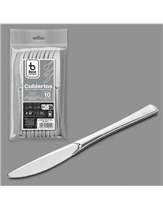 Cuchillo reutilizable color plata 20 cm, 10 uds