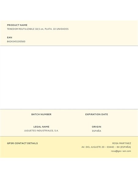 Tenedor reutilizable color plata 18,5 cm, 10 uds