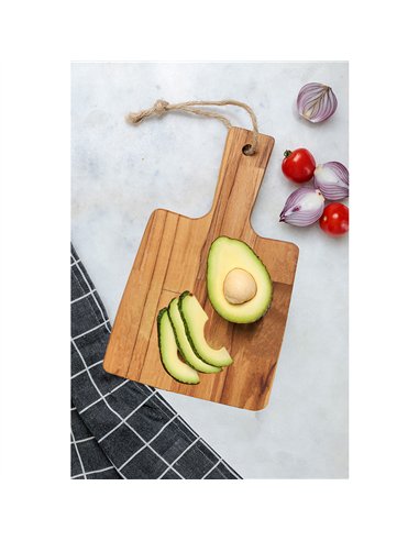 Tabla para cortar y servir con mango, 19,5 x 18,5 x 1,8 cm
