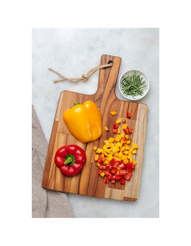 Tabla para cortar y servir con mango, 24 x 23 x 1,8 cm