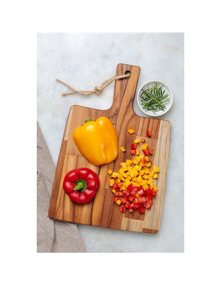 Tabla para cortar y servir con mango, 24 x 23 x 1,8 cm