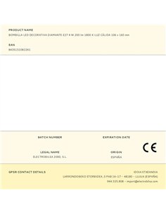 Bombilla led decorativa diamante e27 4 w 200 lm 1800 k luz cálida 108 x 155 mm 2