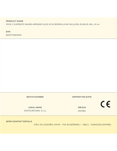 Foco 1 elemento sahara arenado, gu10, 10w (bombilla no incluida), blanco, ø6 x 14 cm
