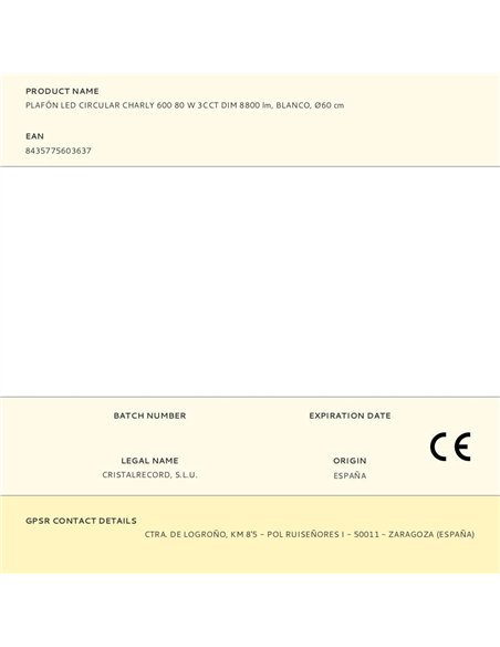 Plafón led circular, charly, 80 w, 3cct, 8800 lm, blanco, ø60 x 7 cm