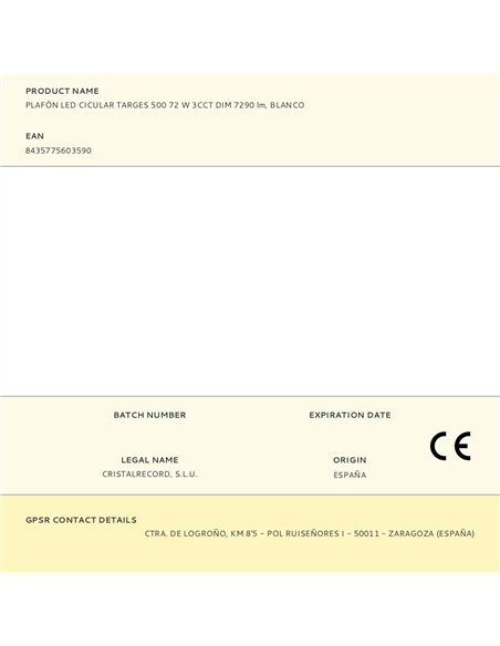 Plafón led circular, targes, 72 w, 3cct, 7290 lm, blanco, ø50 x 6,5 cm