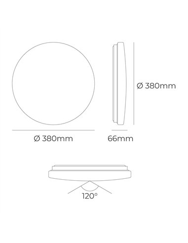 Aplique led circular de superficie 24 w 3cct 2490 lm ø38 x 6,6 cm