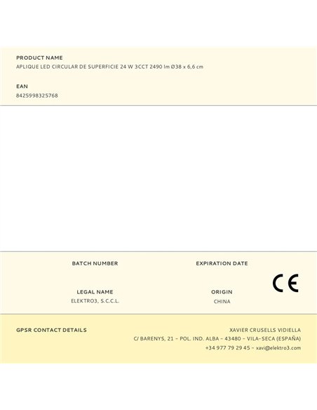 Aplique led circular de superficie 24 w 3cct 2490 lm ø38 x 6,6 cm