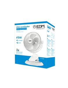 Mini ventilador recargable con pinza y base, 3 w 31,6 db ø 17 x 18 x 28 cm 2
