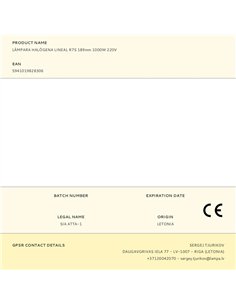 Lámpara halógena lineal r7s, 1000 w, 189 mm 2