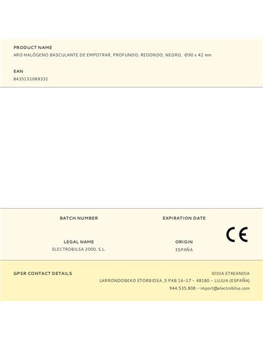 Aro halógeno basculante de empotrar, profundo, redondo, negro, ø90 x 42 mm