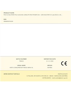 Pack 10 blisters pila alkalina longlife max power aaa - lr03 (blister 5+3 uds) ø10,5 x 44,5 mm 2