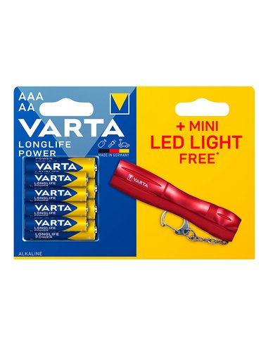 Pila alkalina longlife power 4 x aa + 4 x aaa + regalo mini linterna led