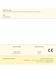 Micro pila de botón litio max-pro cr2016 3 v ø20,0 x 1,6 mm blister 5 uds 2