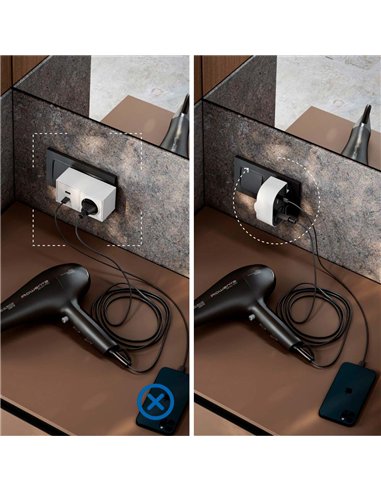 Adaptador giratorio schuko 2 tomas 16a 250 v~