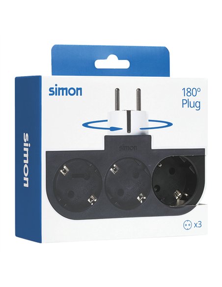Adaptador giratorio schuko 3 tomas 16a 250 v~