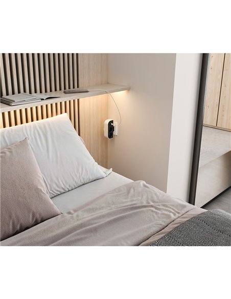 Adaptador giratorio schuko 2 tomas + usb a+c 30 w 16 a 250 v~
