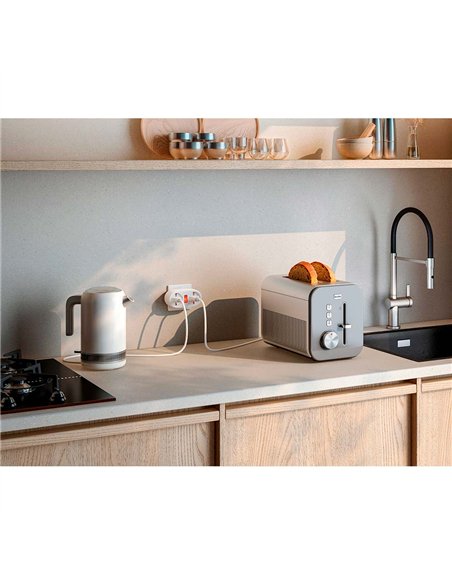 Adaptador 2 tomas schuko frontal con interruptor, 16 a 250 v~, blanco