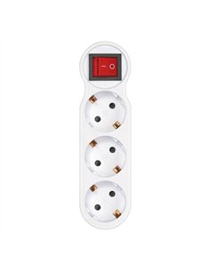 Adaptador 3 tomas schuko frontal con interruptor, 16 a 250 v~, blanco