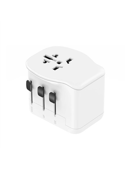 Adaptador viaje universal + 3 usb (1a+2c) 65 w