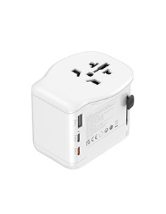 Adaptador viaje universal + 3 usb (1a+2c) 65 w 2