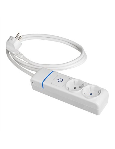 Base múltiple con 2 tomas 2p+t, con interruptor luminoso, 1,5 m cable h05vv-f 3g1,5 mm², blanca