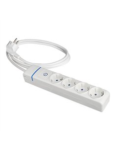 Base múltiple con 4 tomas 2p+t, con interruptor luminoso, 1,5 m cable h05vv-f 3g1,5 mm², blanca