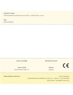 Portalámparas superficie e27 4 a 250 v~ dorado ø67 x 57 mm 2