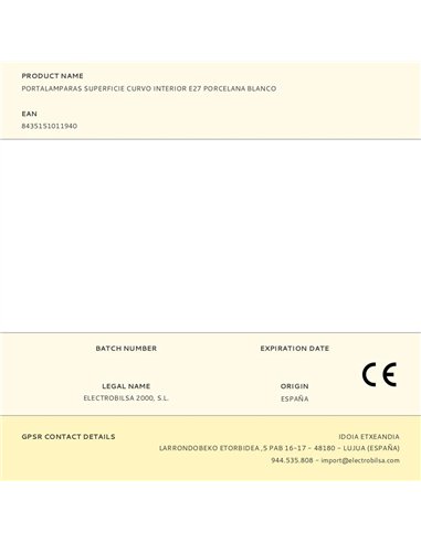 Portalámparas superficie curvo interior e27 porcelana blanco