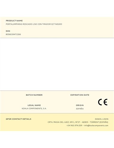 Portalamparas roscado liso con tirador e27 negro