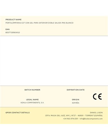 Portalámparas e27 con gel para exterior doble salida ip65 blanco